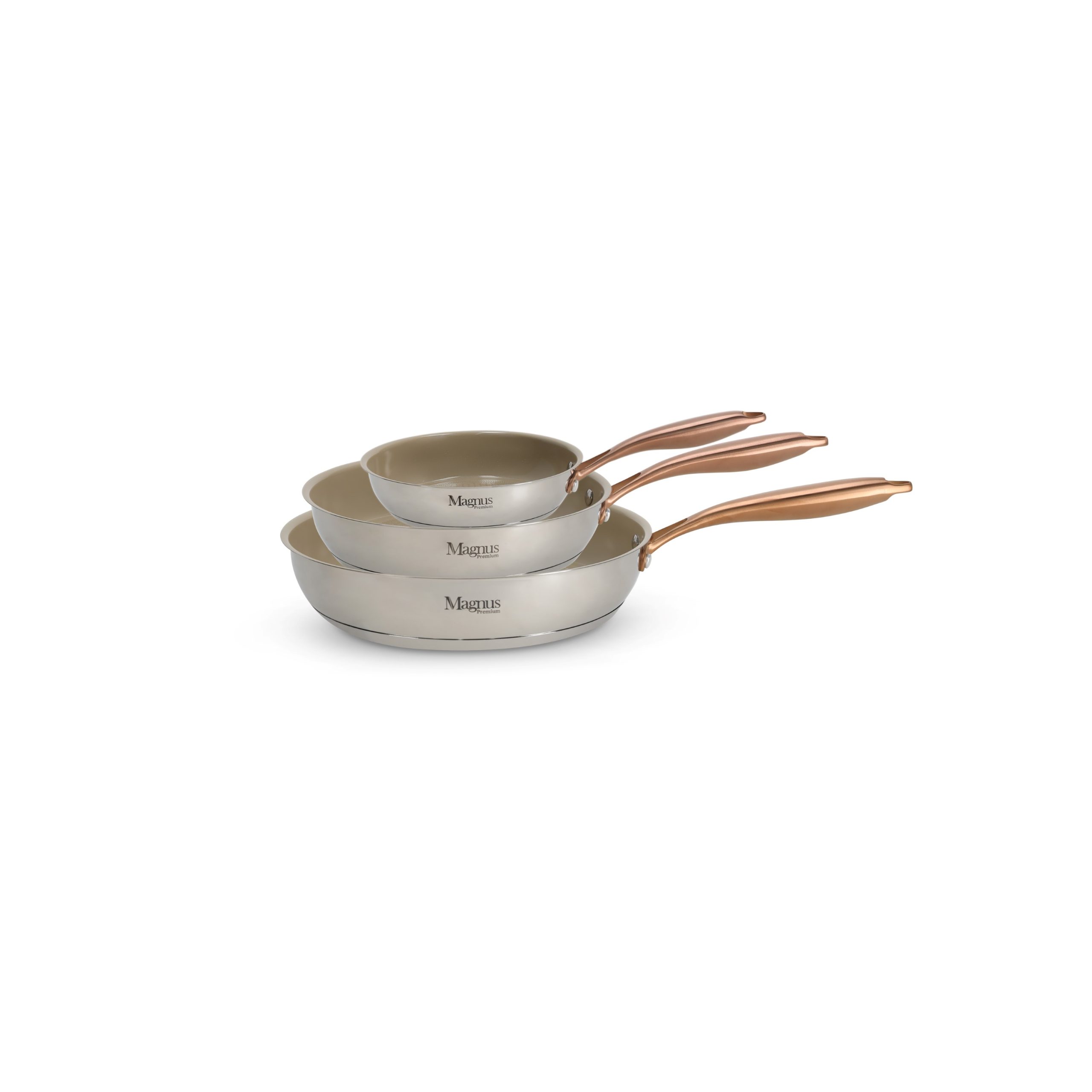 סט 3 מחבתות נירוסטה CERAMIC